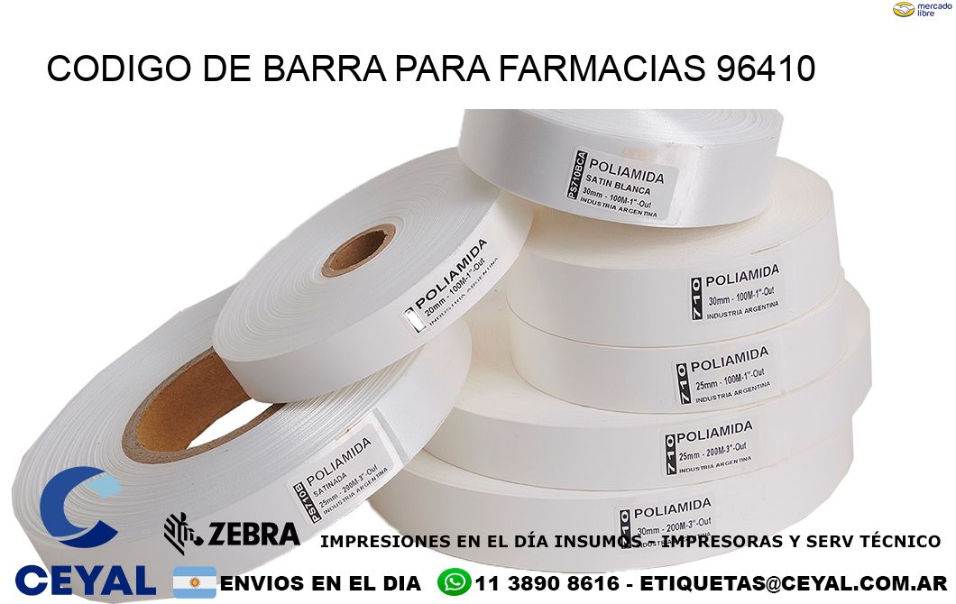 CODIGO DE BARRA PARA FARMACIAS 96410