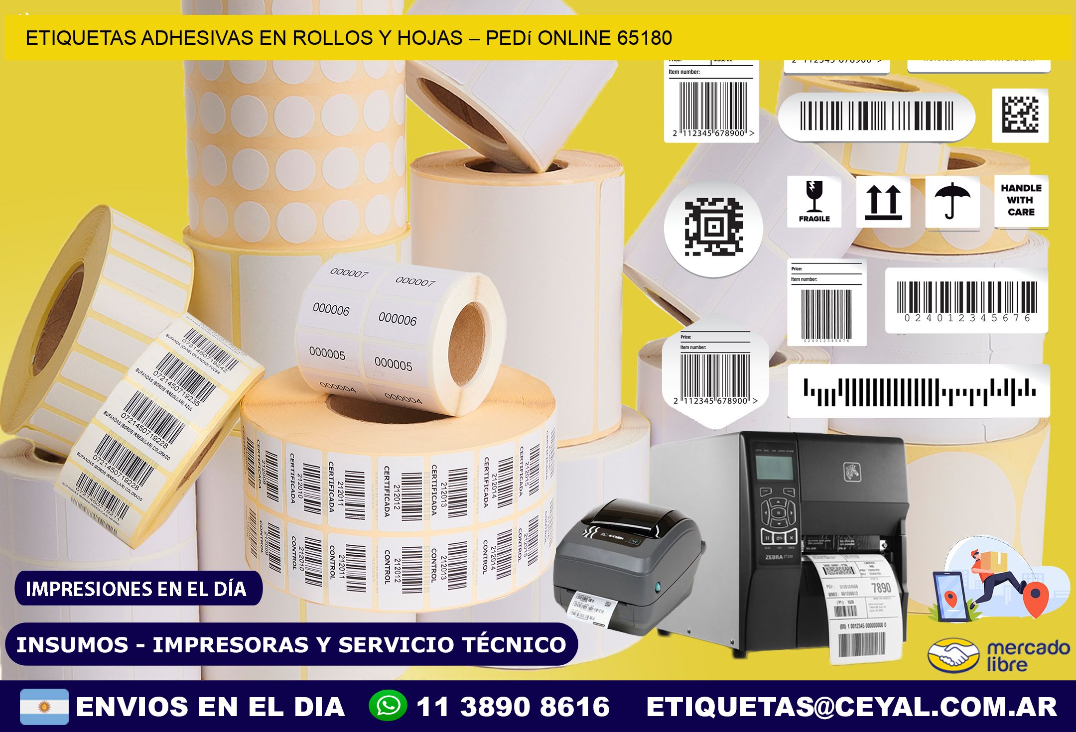 Etiquetas Adhesivas en Rollos y Hojas – Pedí Online 65180