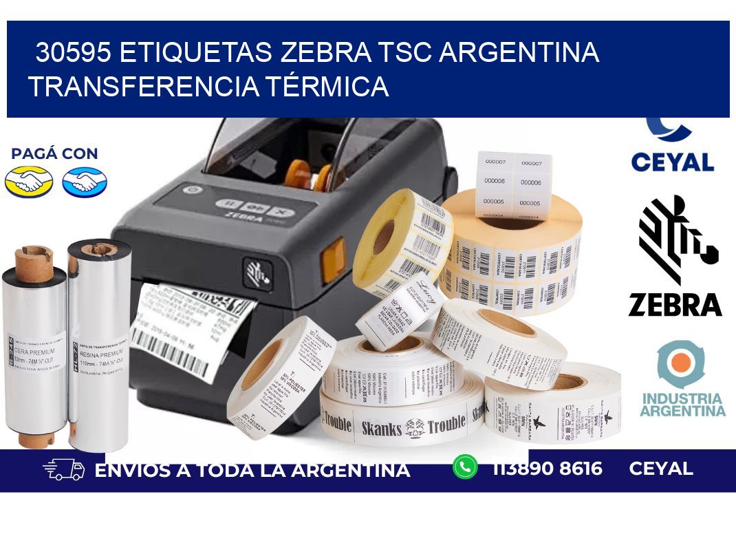 30595 etiquetas zebra tsc argentina TRANSFERENCIA TÉRMICA