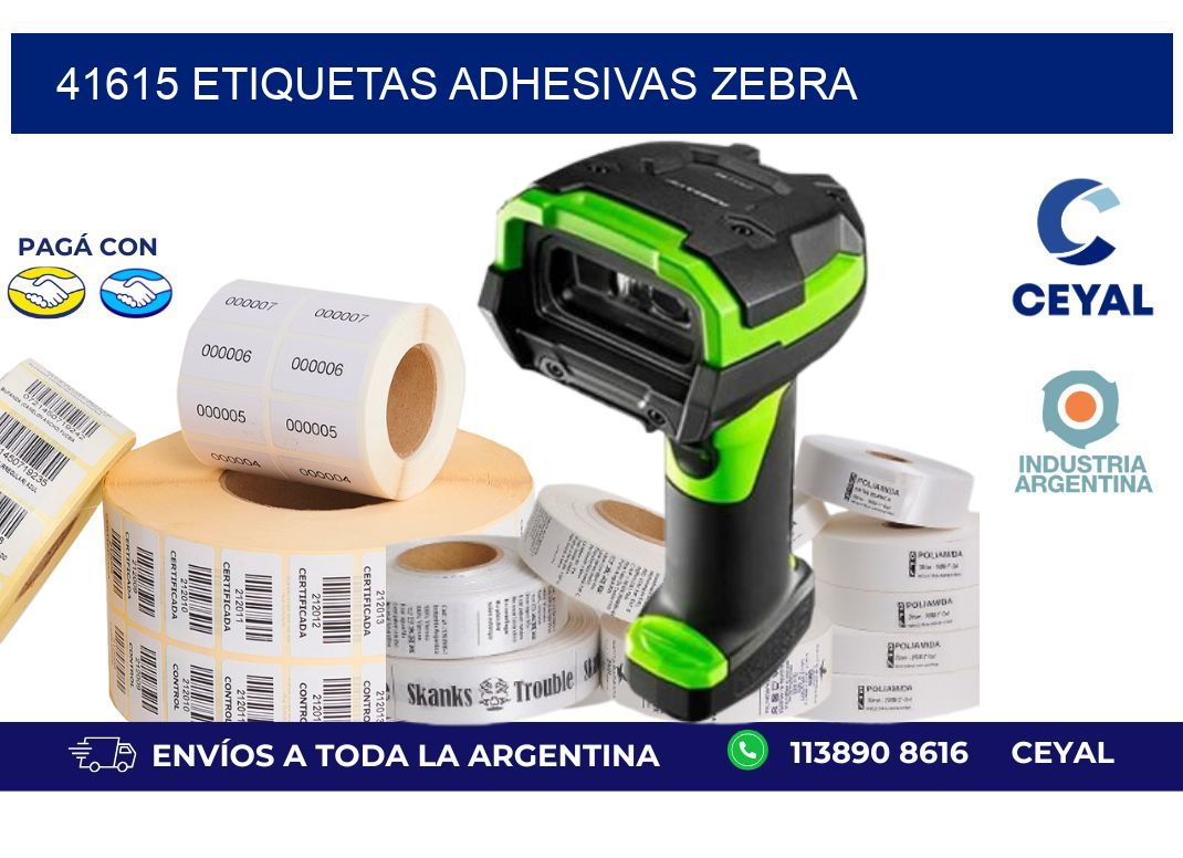 41615 ETIQUETAS ADHESIVAS ZEBRA