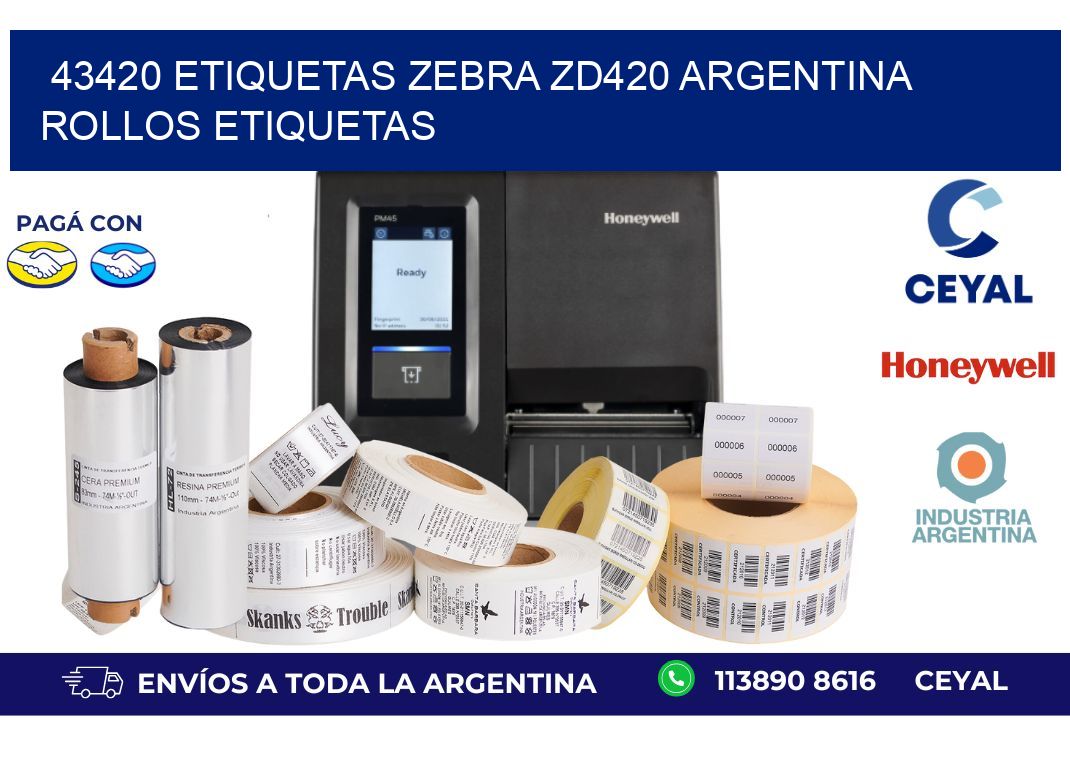 43420 etiquetas zebra zd420 argentina ROLLOS ETIQUETAS