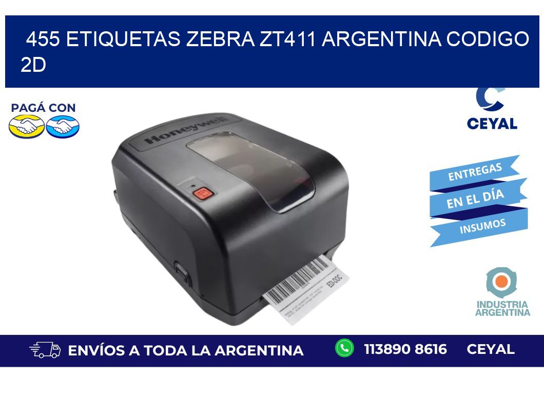 455 etiquetas zebra zt411 argentina CODIGO 2D