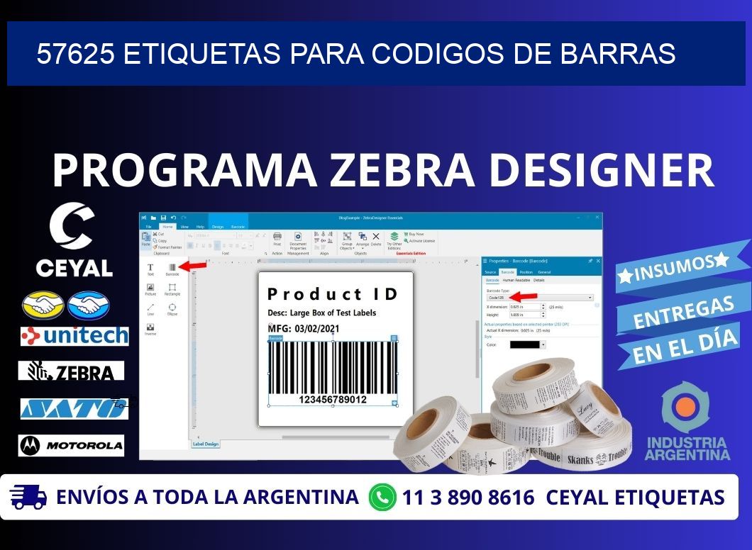 57625 ETIQUETAS PARA CODIGOS DE BARRAS