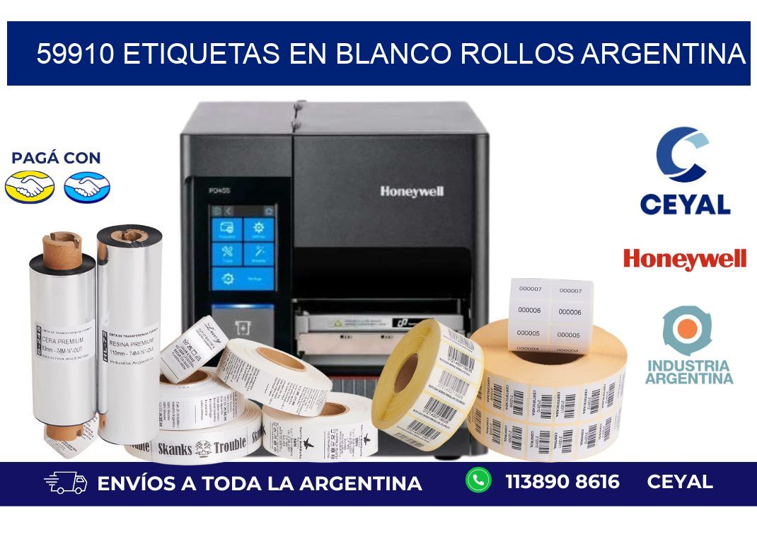 59910 ETIQUETAS EN BLANCO ROLLOS ARGENTINA