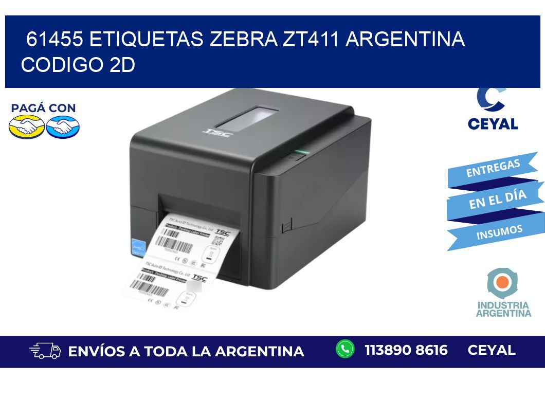 61455 etiquetas zebra zt411 argentina CODIGO 2D