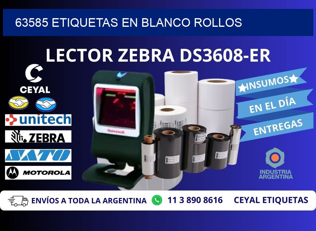 63585 ETIQUETAS EN BLANCO ROLLOS