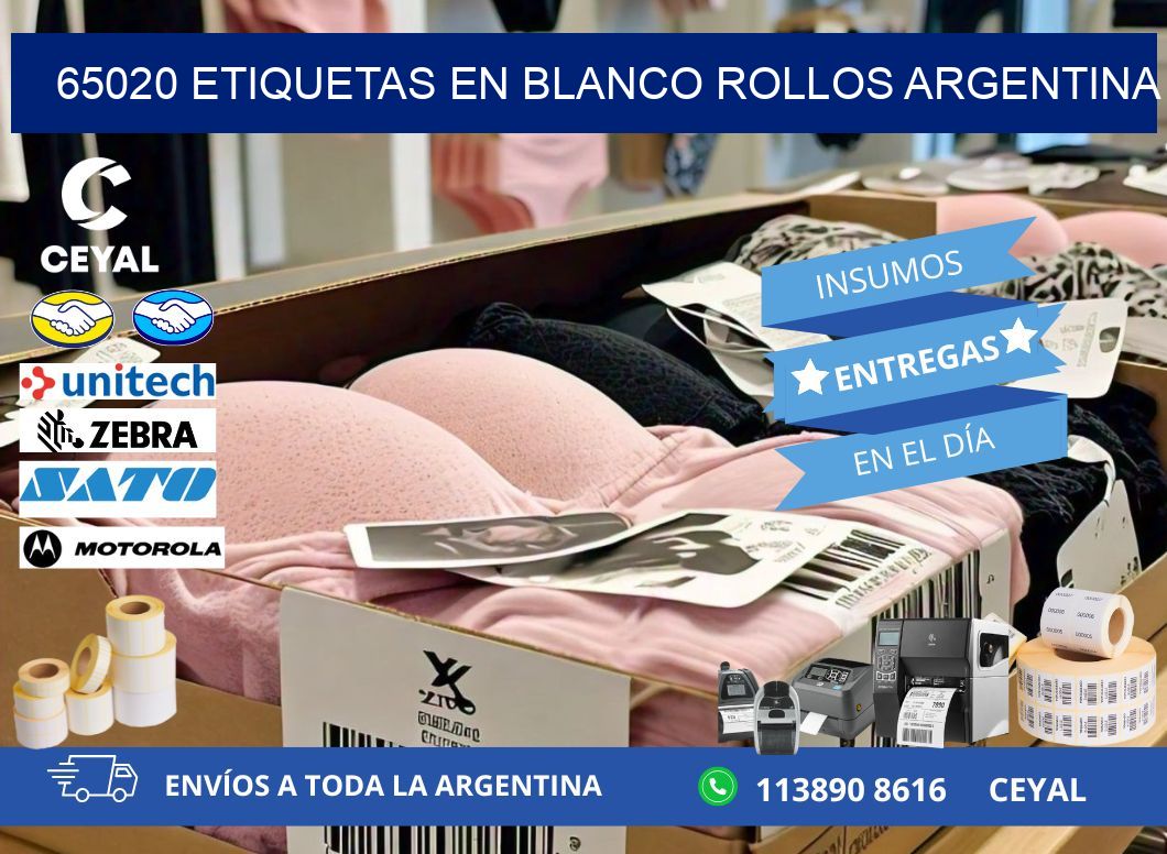 65020 ETIQUETAS EN BLANCO ROLLOS ARGENTINA