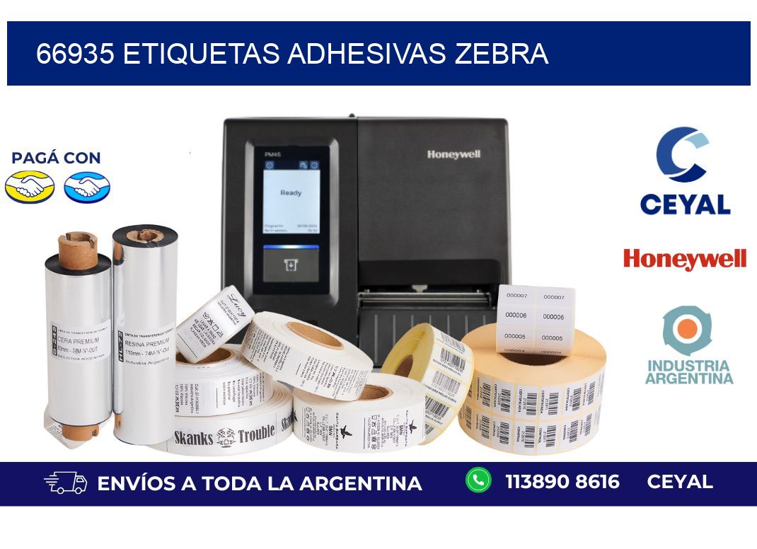 66935 ETIQUETAS ADHESIVAS ZEBRA