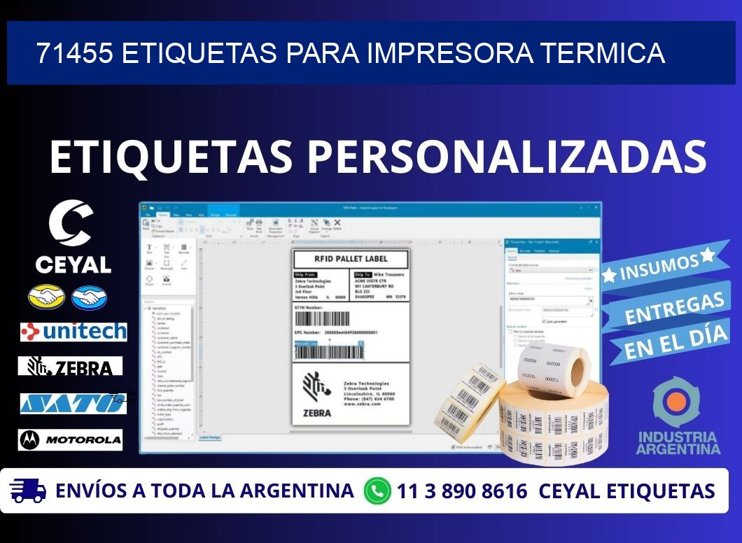 71455 ETIQUETAS PARA IMPRESORA TERMICA