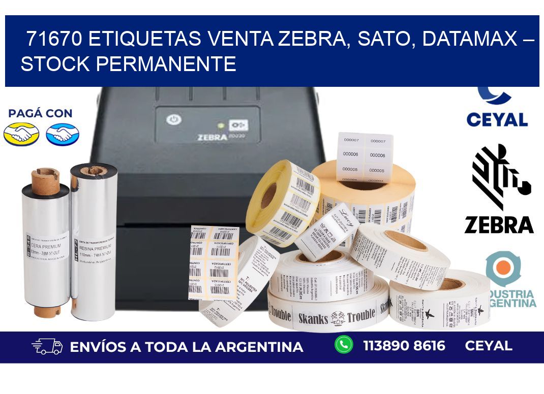 71670 etiquetas Venta Zebra, SATO, Datamax – Stock Permanente