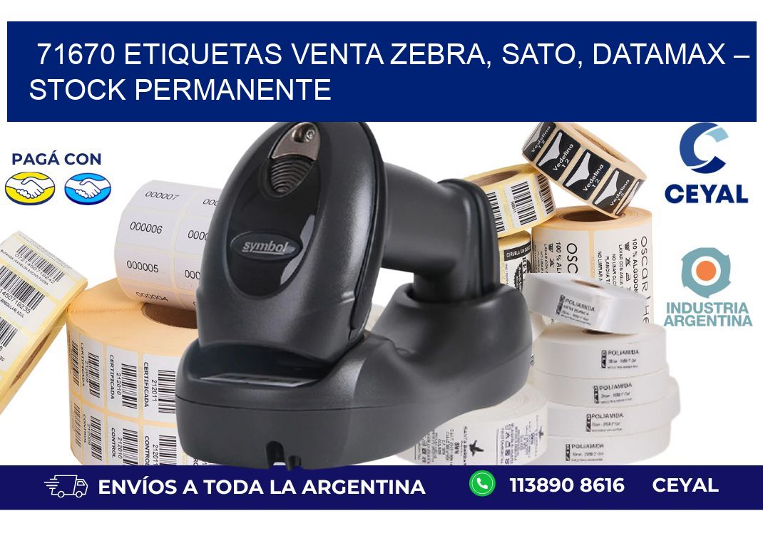 71670 etiquetas Venta Zebra, SATO, Datamax – Stock Permanente