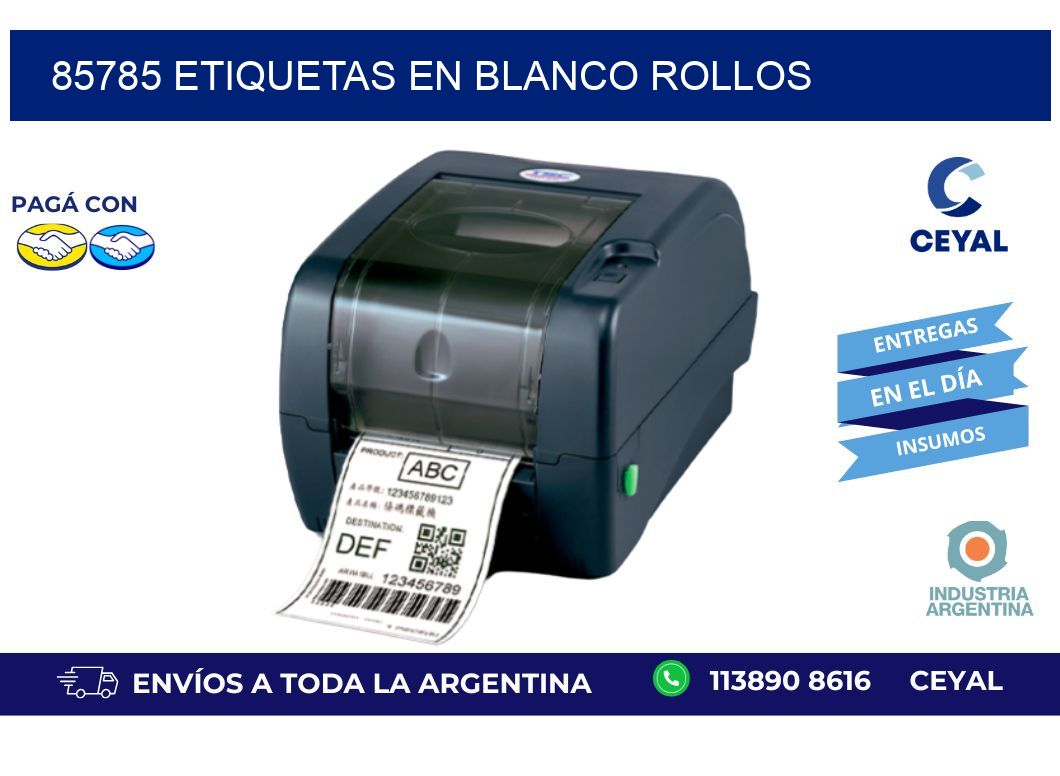 85785 ETIQUETAS EN BLANCO ROLLOS