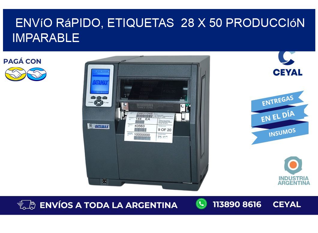 Envío Rápido, Etiquetas  28 x 50 Producción Imparable
