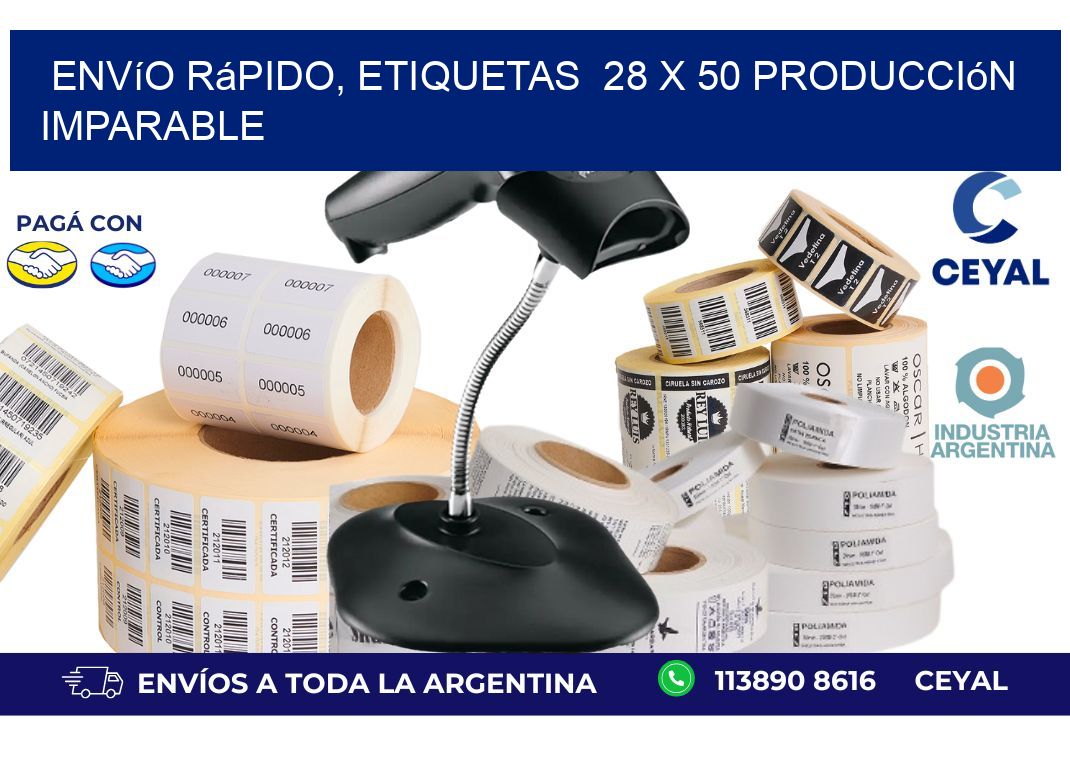 Envío Rápido, Etiquetas  28 x 50 Producción Imparable
