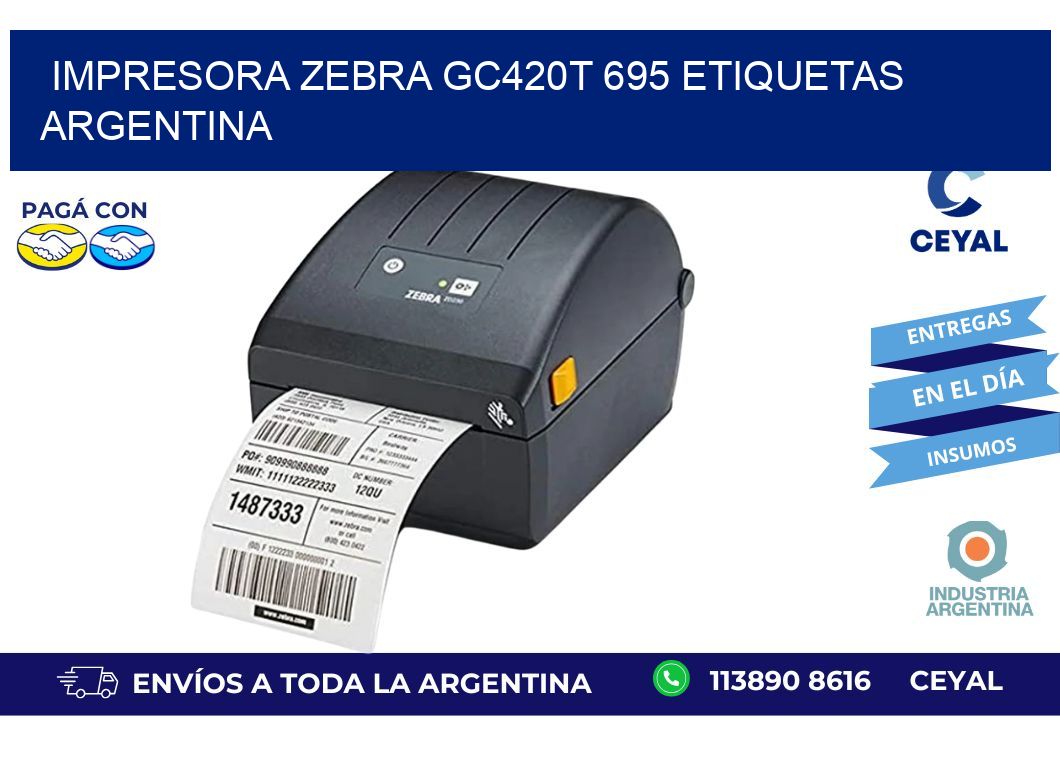 Impresora zebra gc420t 695 etiquetas argentina