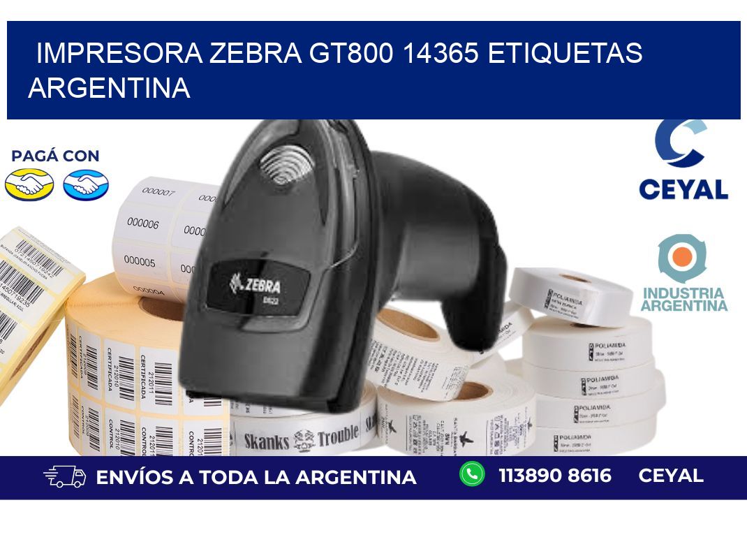 Impresora zebra gt800 14365 etiquetas argentina
