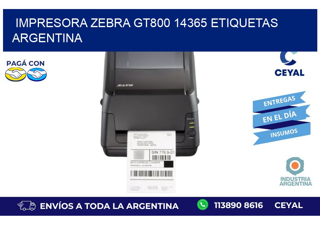 Impresora zebra gt800 14365 etiquetas argentina