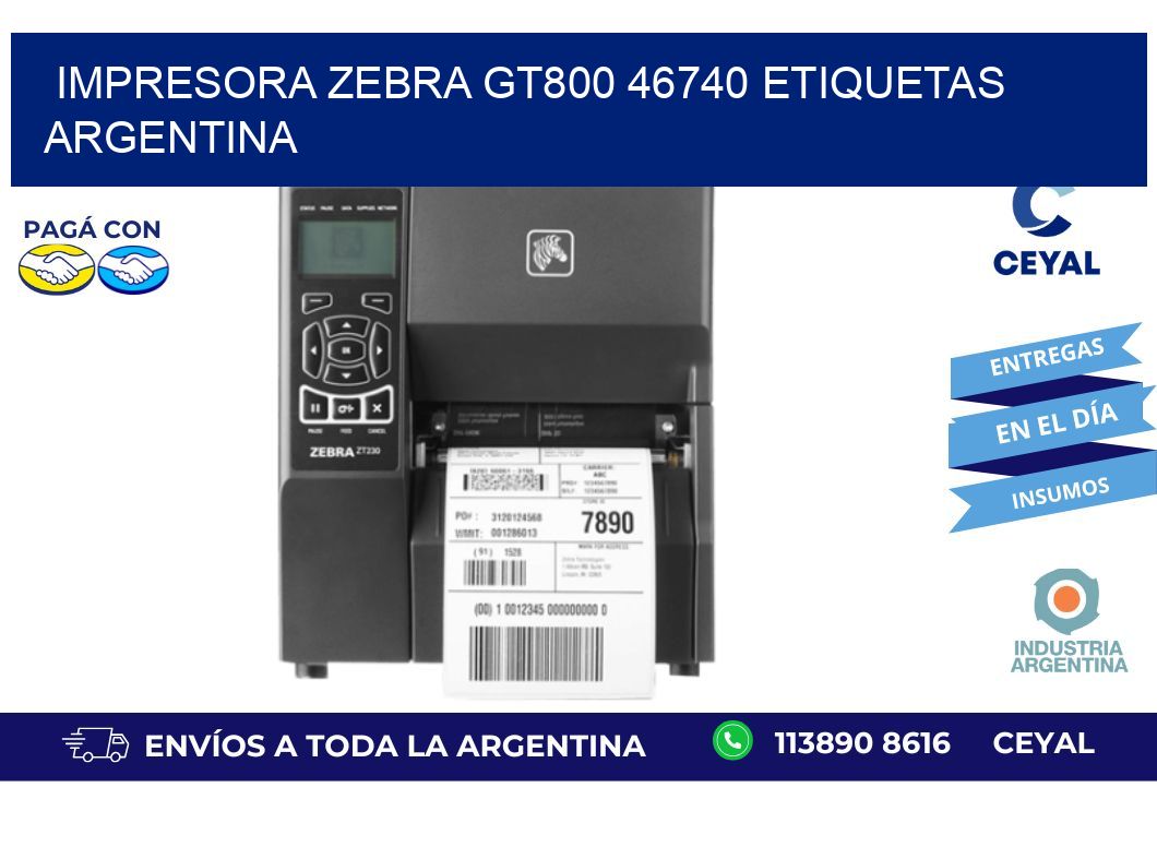Impresora zebra gt800 46740 etiquetas argentina