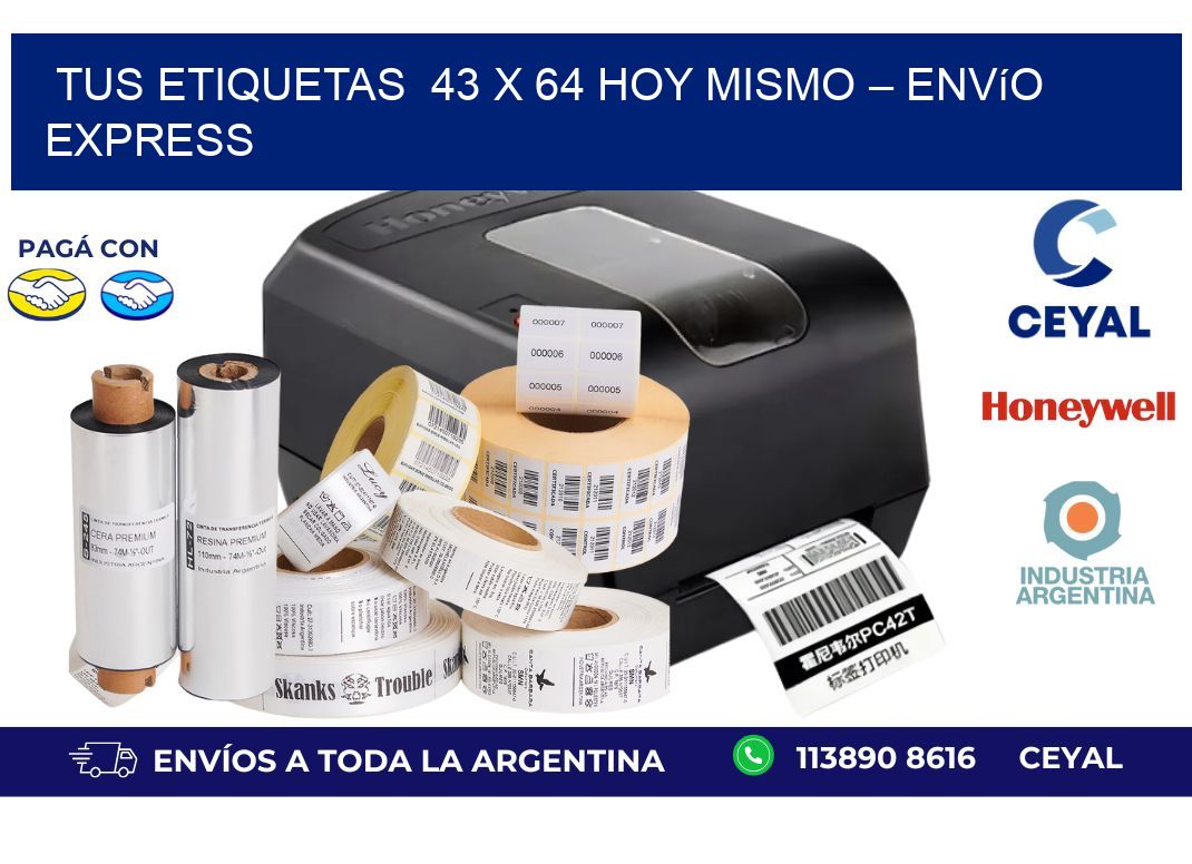 Tus Etiquetas  43 x 64 Hoy Mismo – Envío Express
