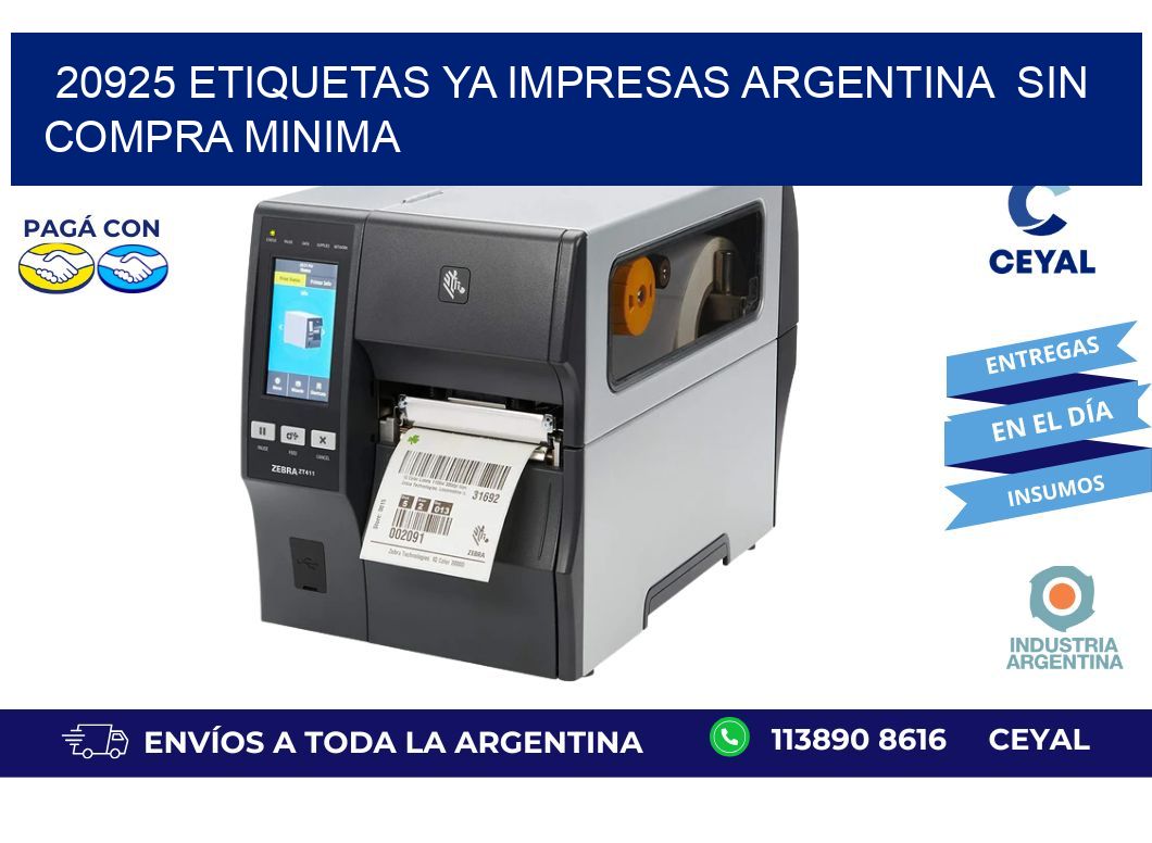 20925 ETIQUETAS YA IMPRESAS ARGENTINA  SIN COMPRA MINIMA