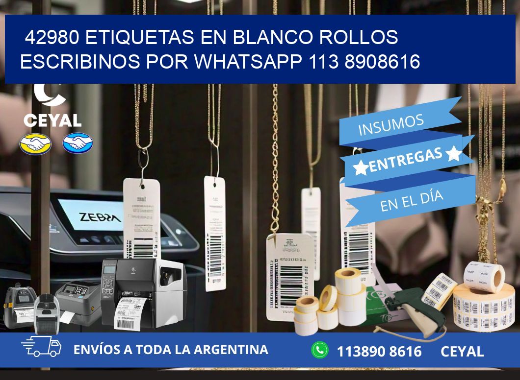 42980 ETIQUETAS EN BLANCO ROLLOS ESCRIBINOS POR WHATSAPP 113 8908616