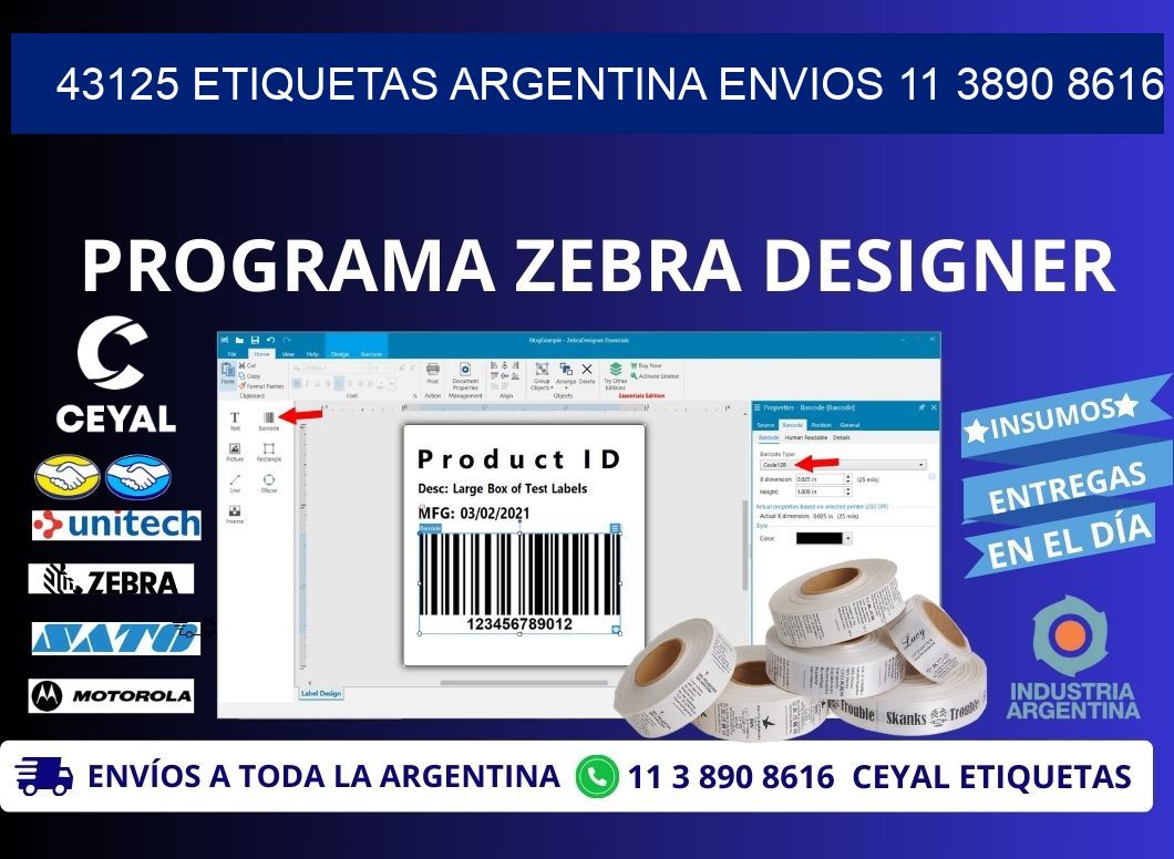 43125 ETIQUETAS ARGENTINA ENVIOS 11 3890 8616