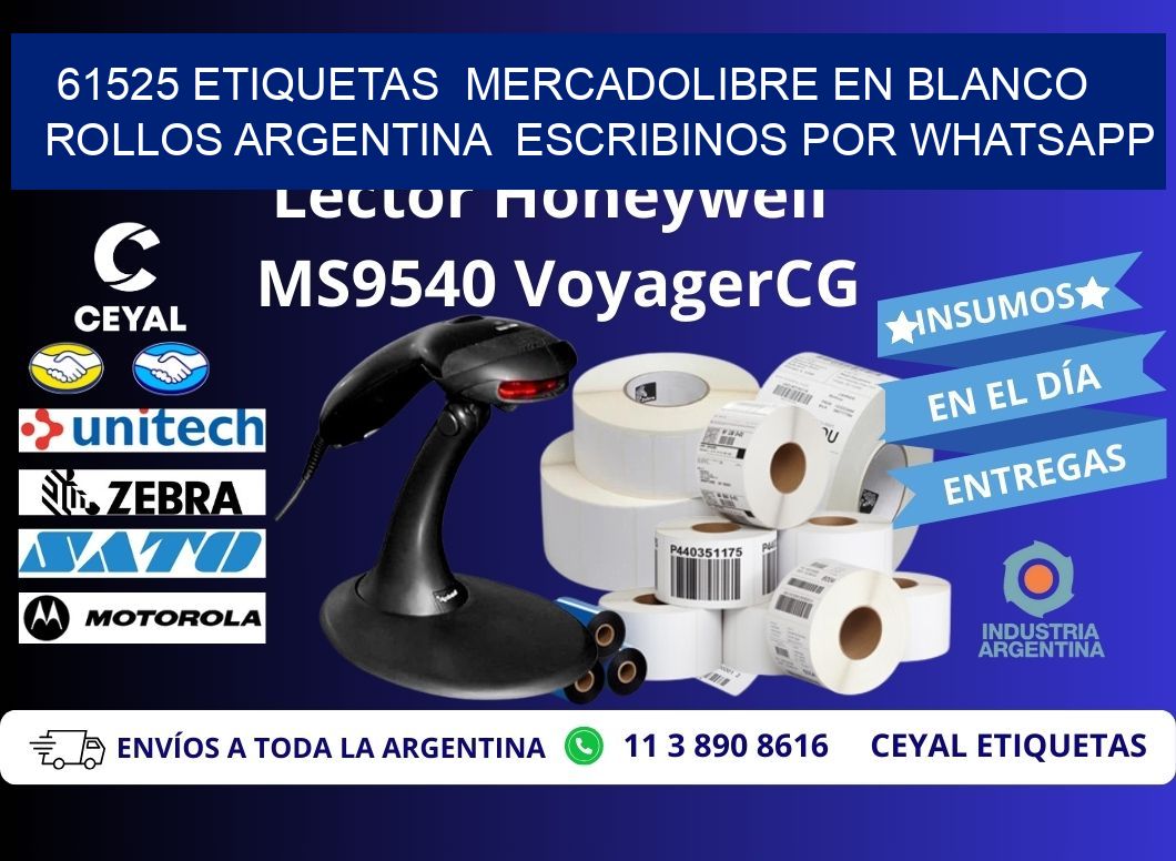 61525 ETIQUETAS  MERCADOLIBRE EN BLANCO ROLLOS ARGENTINA  ESCRIBINOS POR WHATSAPP