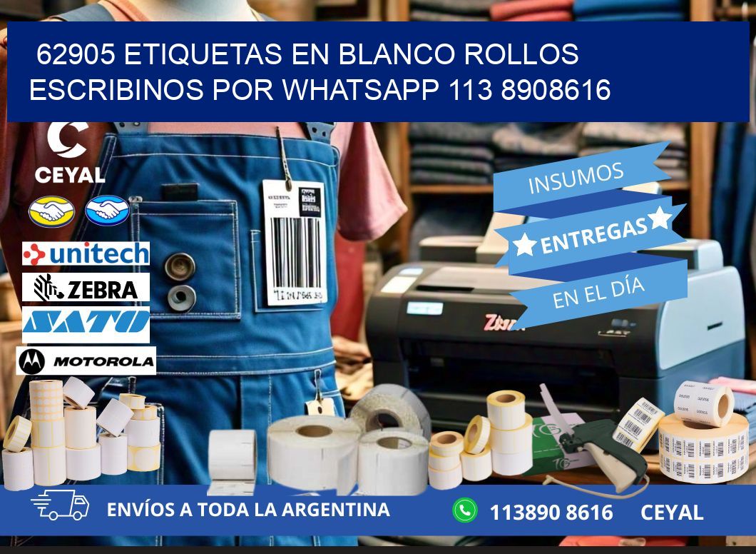 62905 ETIQUETAS EN BLANCO ROLLOS ESCRIBINOS POR WHATSAPP 113 8908616