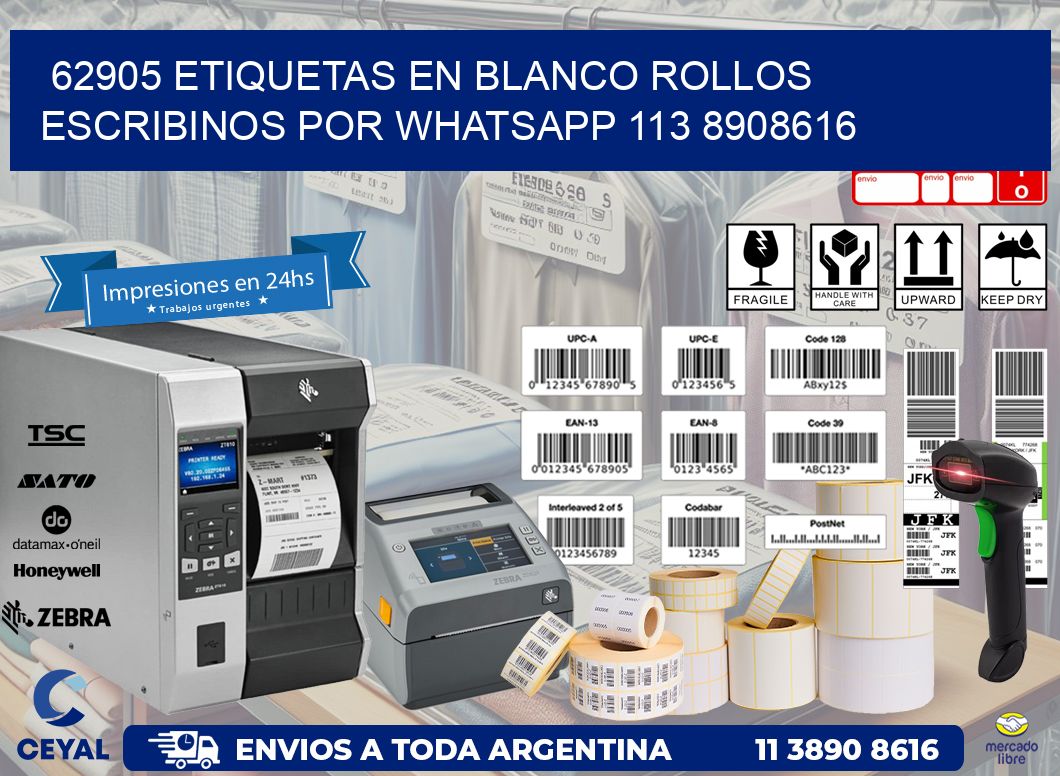 62905 ETIQUETAS EN BLANCO ROLLOS ESCRIBINOS POR WHATSAPP 113 8908616