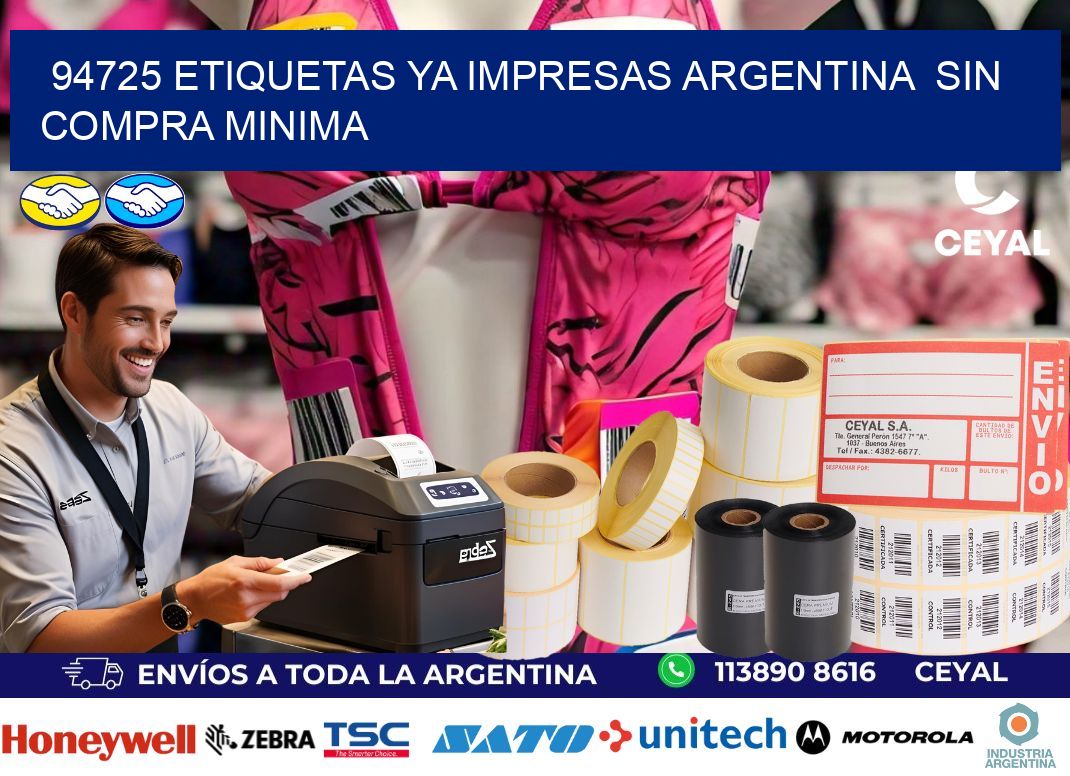 94725 ETIQUETAS YA IMPRESAS ARGENTINA  SIN COMPRA MINIMA
