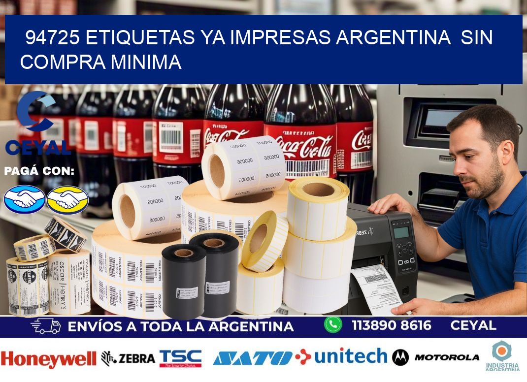 94725 ETIQUETAS YA IMPRESAS ARGENTINA  SIN COMPRA MINIMA