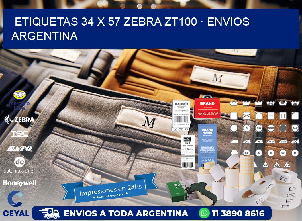 ETIQUETAS 34 x 57 ZEBRA ZT100 · ENVIOS ARGENTINA