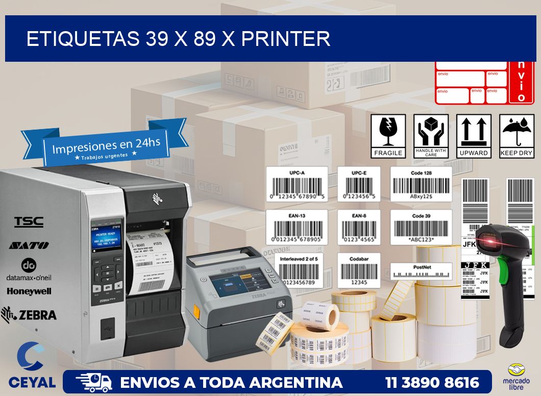 ETIQUETAS 39 x 89 X PRINTER