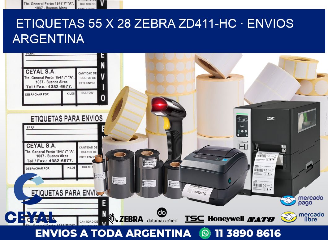ETIQUETAS 55 x 28 ZEBRA ZD411-HC · ENVIOS ARGENTINA