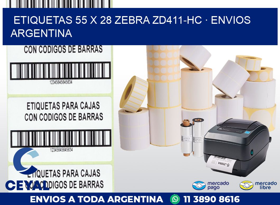 ETIQUETAS 55 x 28 ZEBRA ZD411-HC · ENVIOS ARGENTINA