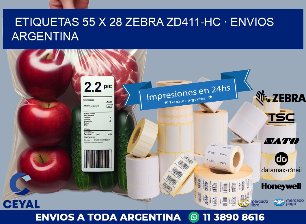 ETIQUETAS 55 x 28 ZEBRA ZD411-HC · ENVIOS ARGENTINA