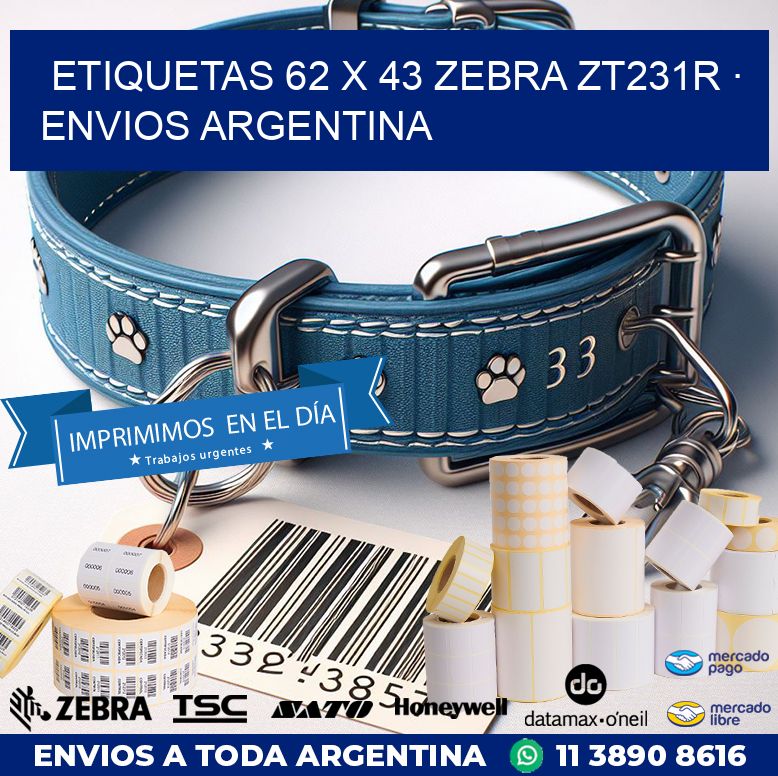 ETIQUETAS 62 x 43 ZEBRA ZT231R · ENVIOS ARGENTINA