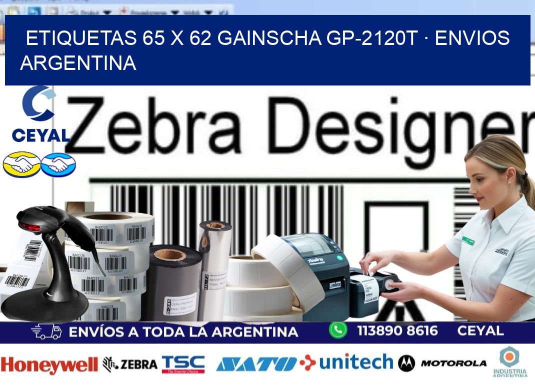 ETIQUETAS 65 x 62 GAINSCHA GP-2120T · ENVIOS ARGENTINA