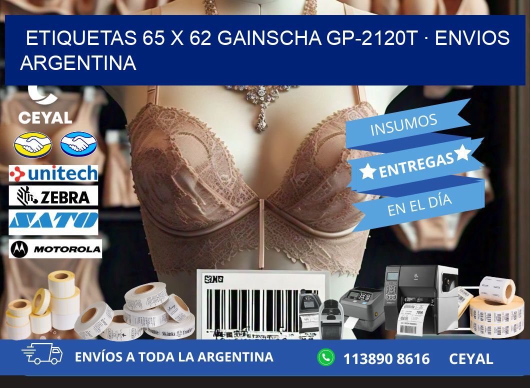 ETIQUETAS 65 x 62 GAINSCHA GP-2120T · ENVIOS ARGENTINA