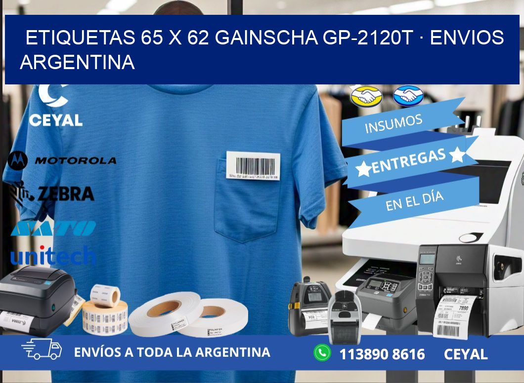 ETIQUETAS 65 x 62 GAINSCHA GP-2120T · ENVIOS ARGENTINA