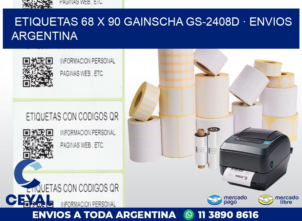 ETIQUETAS 68 x 90 GAINSCHA GS-2408D · ENVIOS ARGENTINA