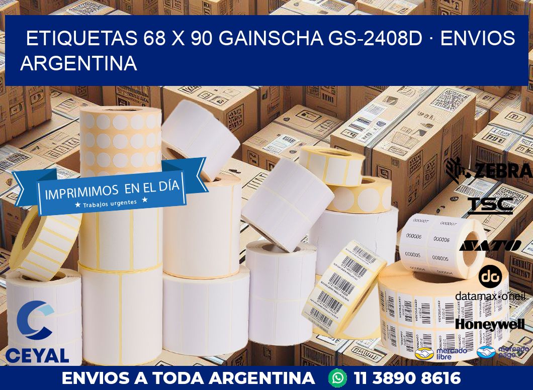 ETIQUETAS 68 x 90 GAINSCHA GS-2408D · ENVIOS ARGENTINA