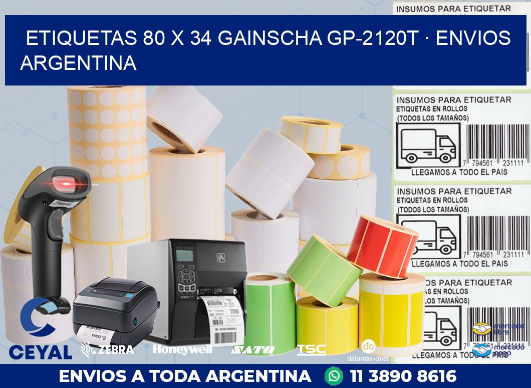 ETIQUETAS 80 x 34 GAINSCHA GP-2120T · ENVIOS ARGENTINA