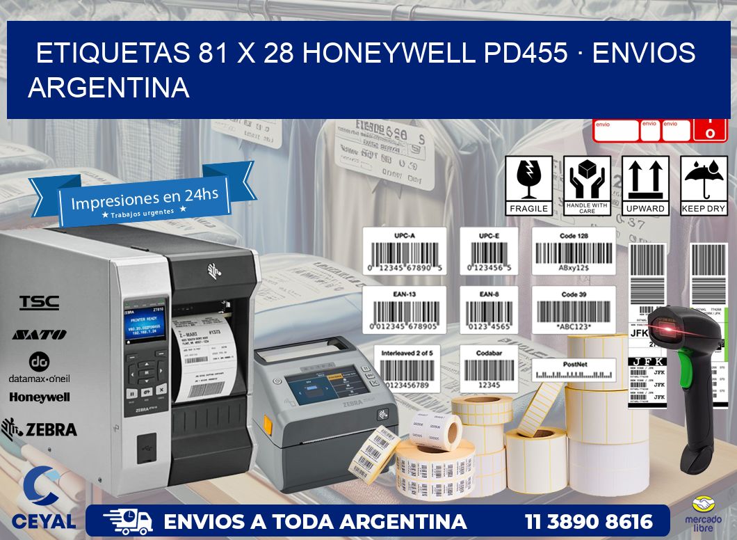 ETIQUETAS 81 x 28 HONEYWELL PD455 · ENVIOS ARGENTINA