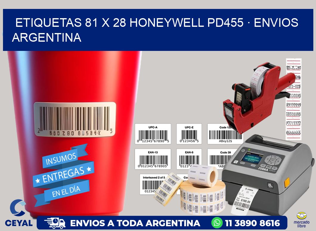ETIQUETAS 81 x 28 HONEYWELL PD455 · ENVIOS ARGENTINA