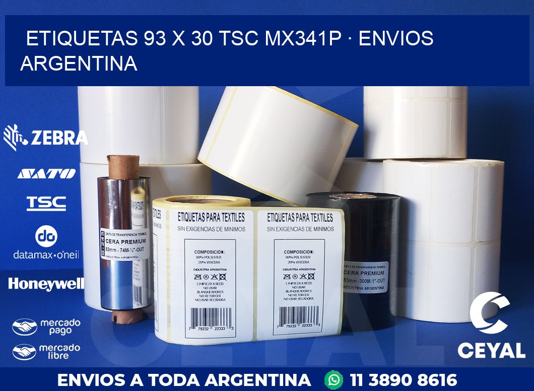 ETIQUETAS 93 x 30 TSC MX341P · ENVIOS ARGENTINA