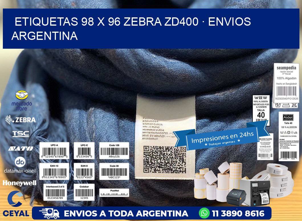 ETIQUETAS 98 x 96 ZEBRA ZD400 · ENVIOS ARGENTINA