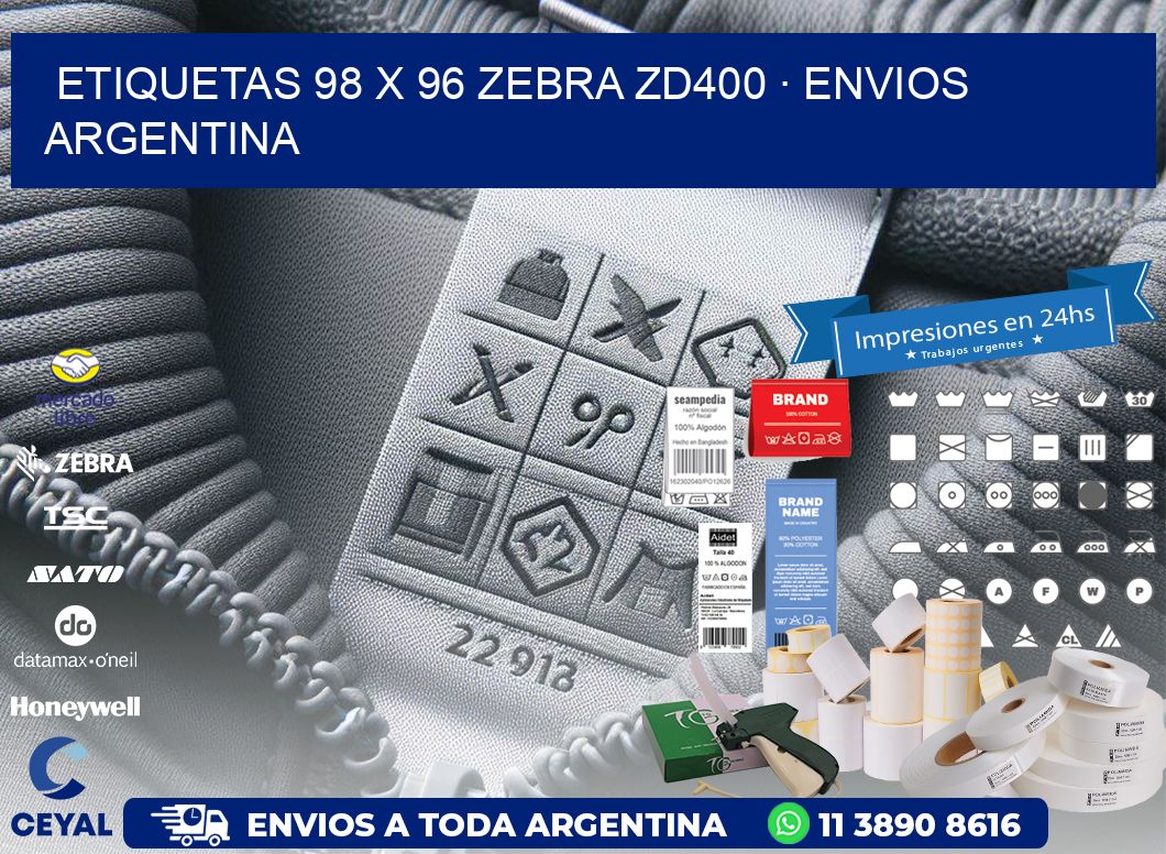 ETIQUETAS 98 x 96 ZEBRA ZD400 · ENVIOS ARGENTINA