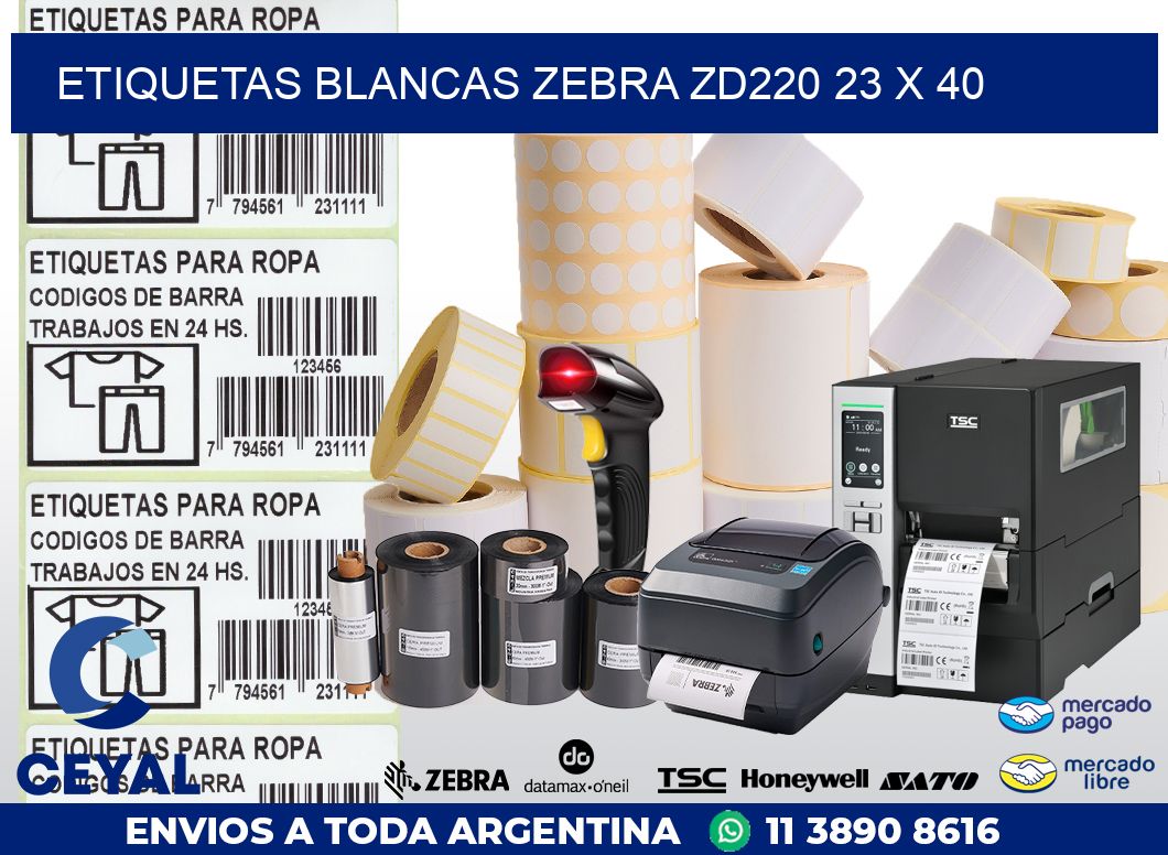 ETIQUETAS BLANCAS ZEBRA ZD220 23 x 40