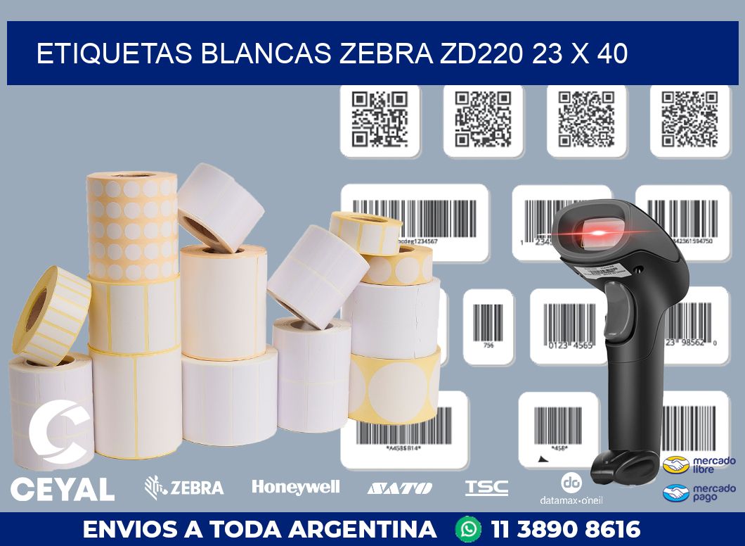 ETIQUETAS BLANCAS ZEBRA ZD220 23 x 40